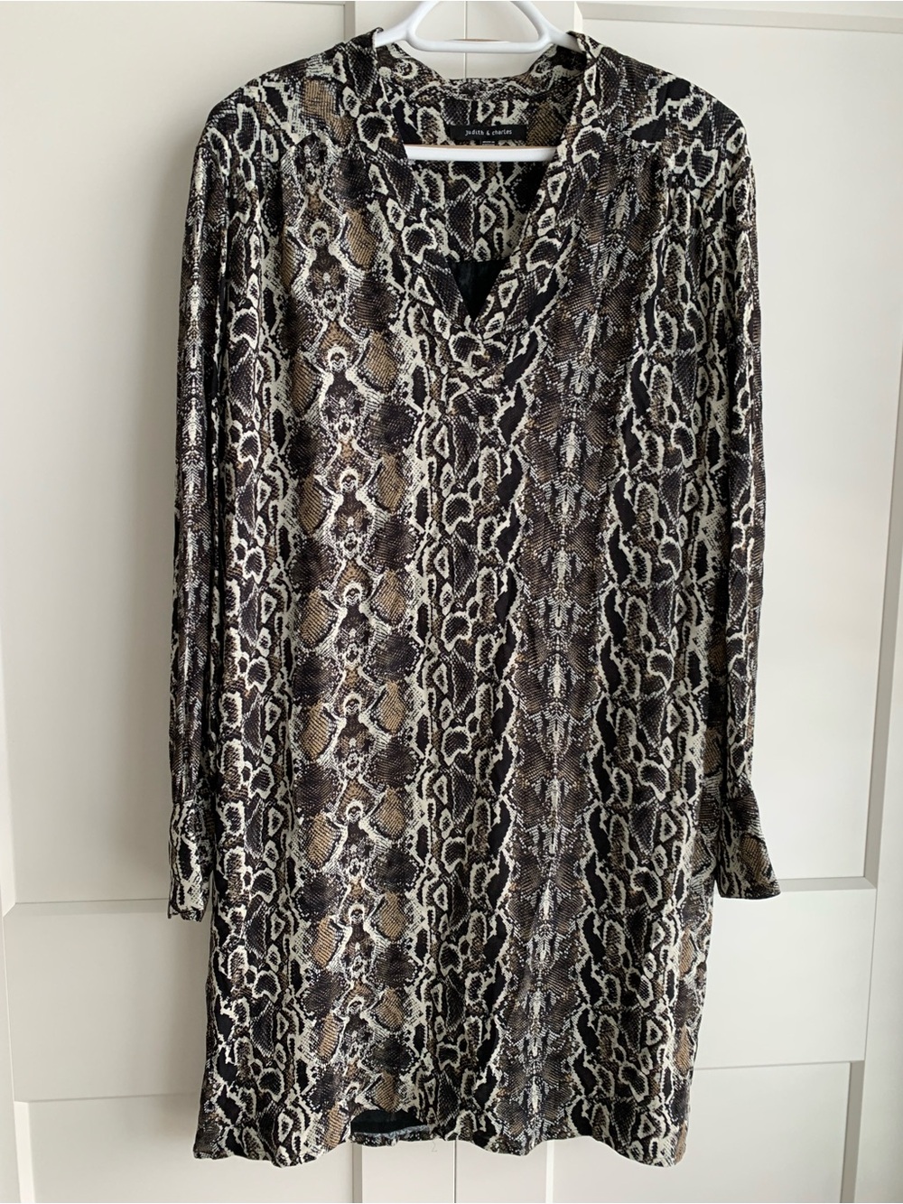 Judith& Charles Animal snake Print V-Neck Tunic Dress in Brown and Black size 6